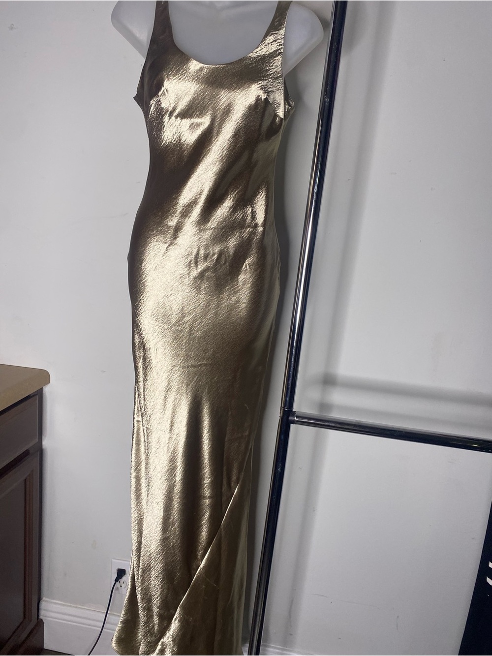 ASOS Shiny Gold Slip Maxi Dress